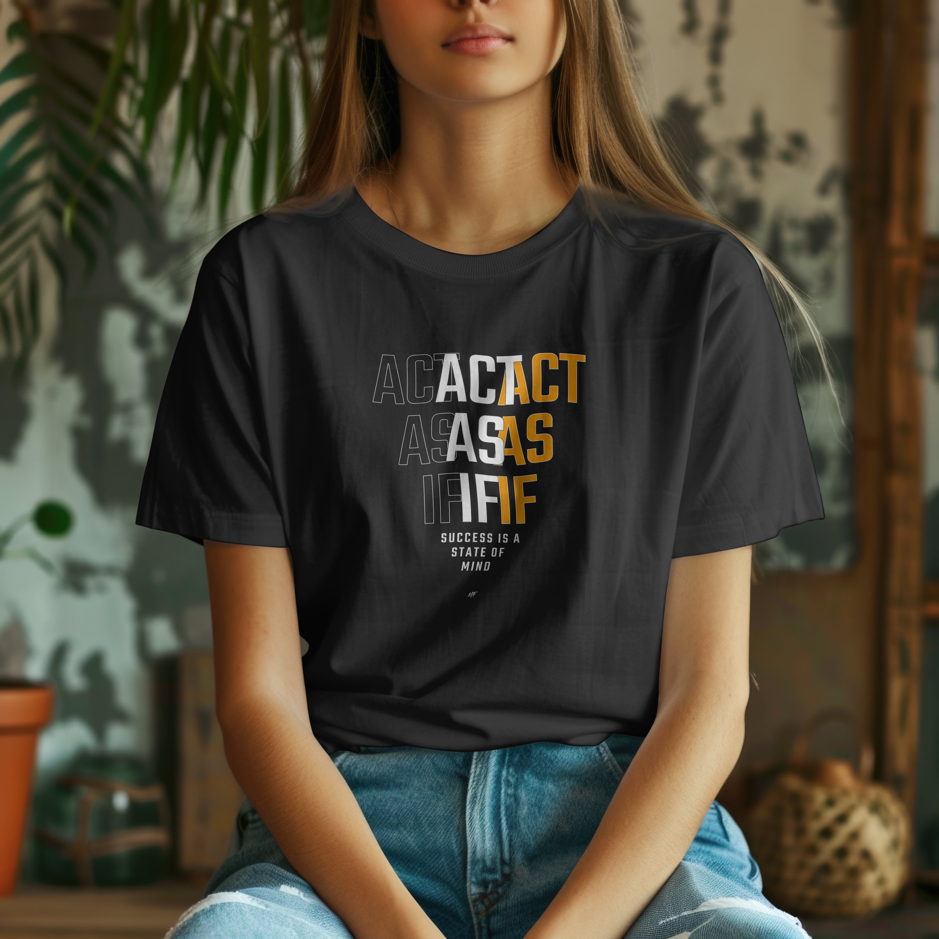 Act As If Motivational Inspirational  Orange Uni-sex T shirt