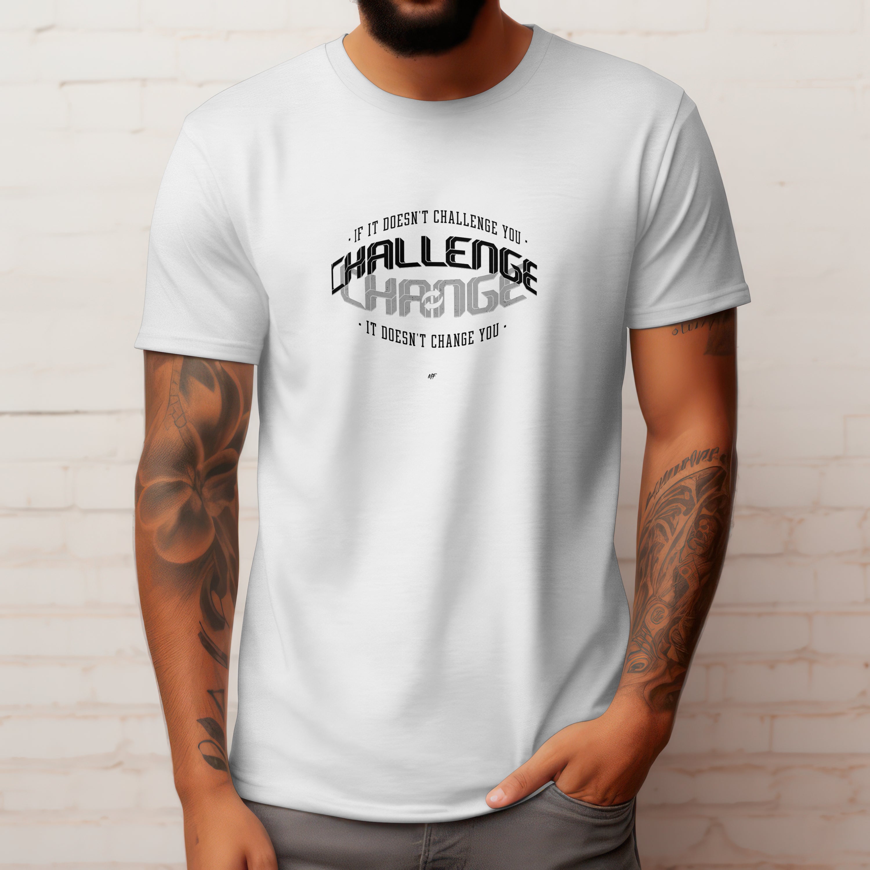 If it doesn't challenge you it doesn't change you motivational Inspirational Uni-sex T -Shirt (5 Colors )