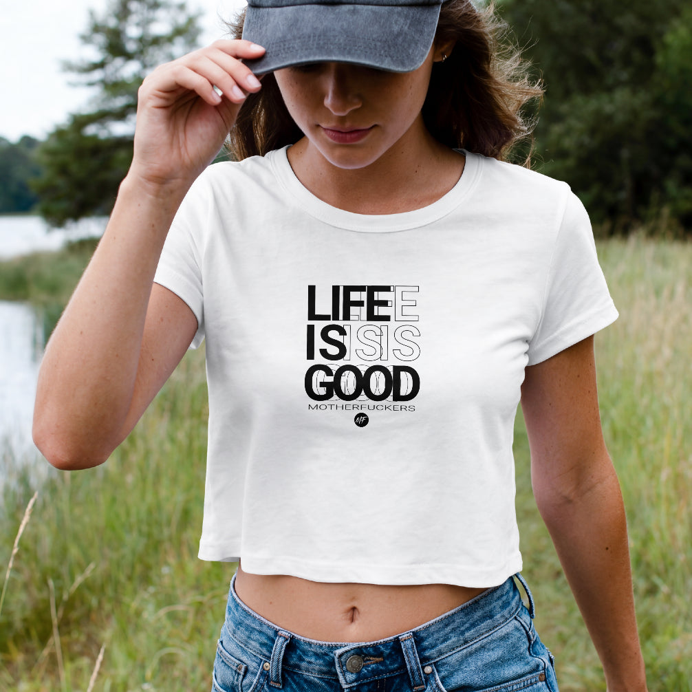 LIFE IS GOOD MF Ladies Cropped Baby Tee