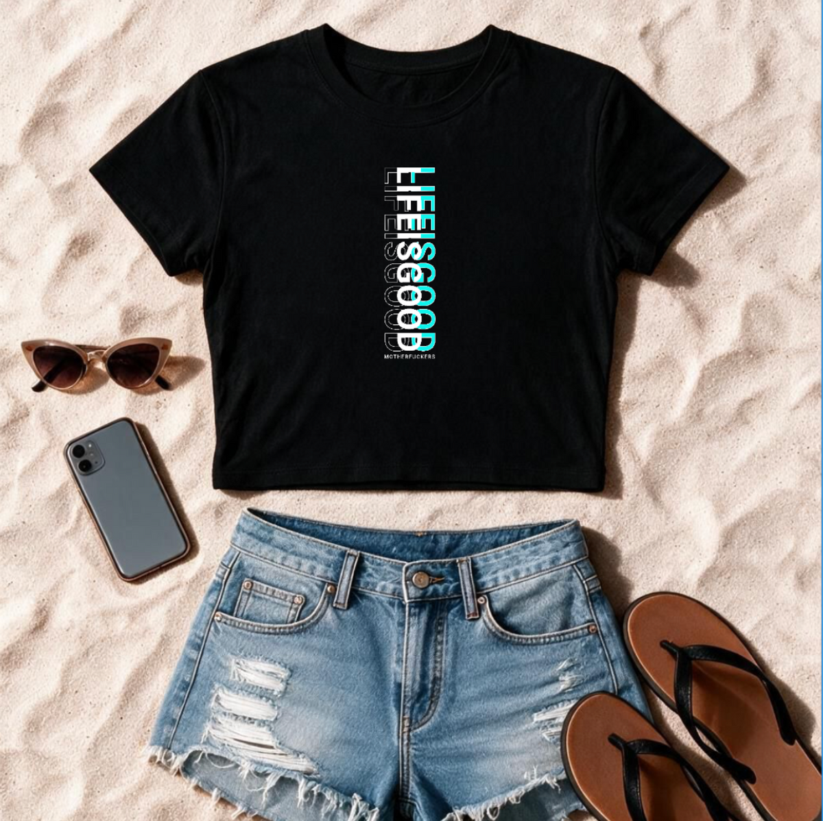 LIGMF Vertical Blurr Cropped T Shirt